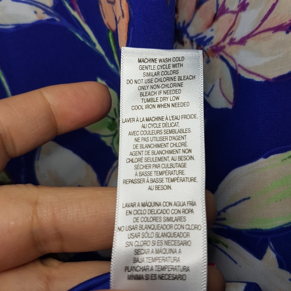 Signature Collection Blue Floral Print Jill Dress Size Small - Picture 4 of 11